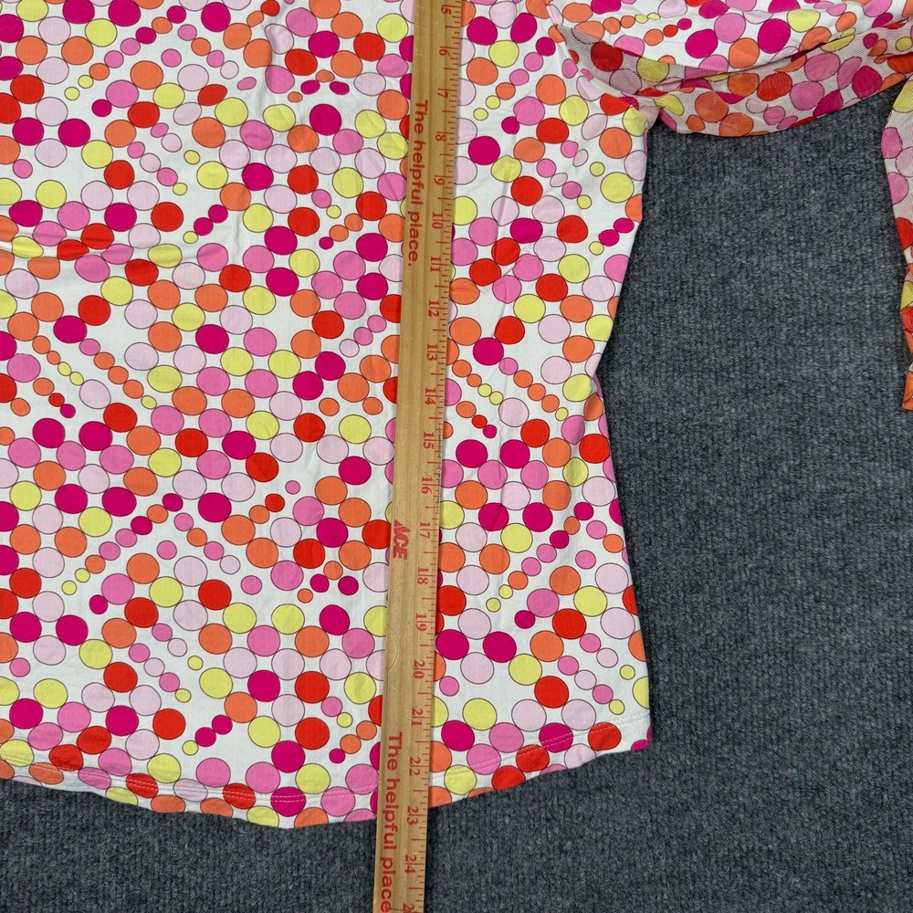 IBKUL Womens Small Pink Orange Polka Dot Mock Neck Quarter Zip Sun Shirt Mesh - Picture 8 of 8